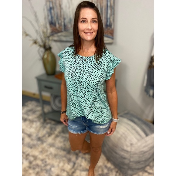 ❤️‍🔥Flutter Sleeve Small Leopard Print Mint Green 5020 - Picture 3 of 16